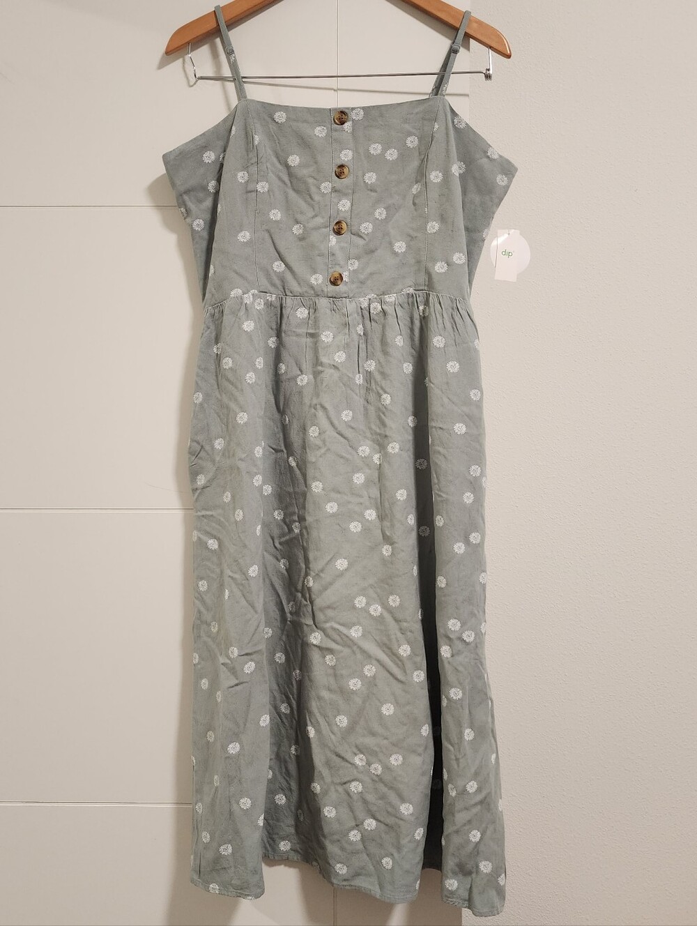 Dip Floral Sleeveless Linen Blend Midi Dress